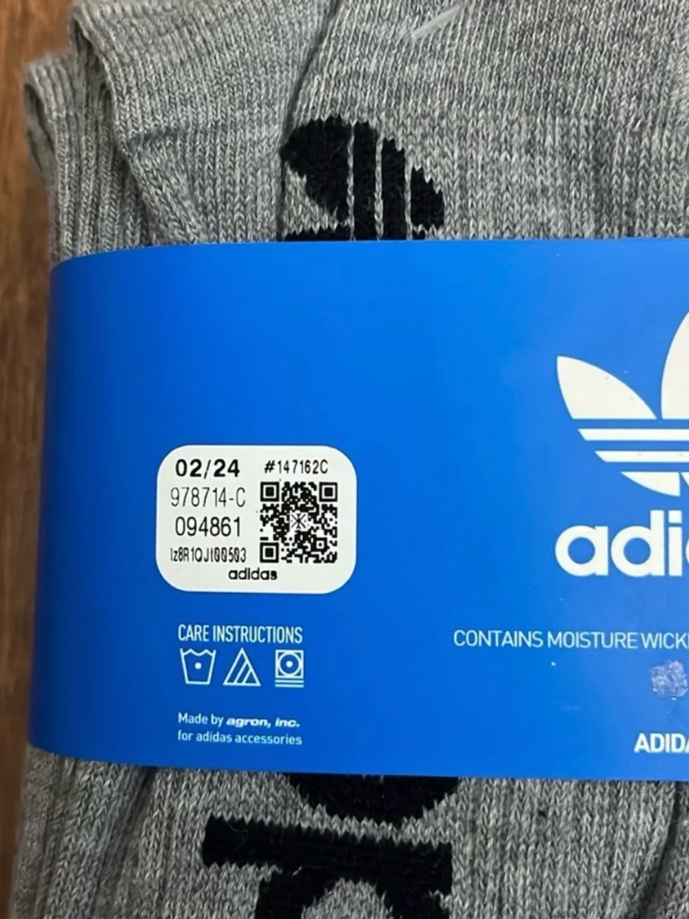 adidas Gray Crew Athletic Socks - 6 Pair Pack
